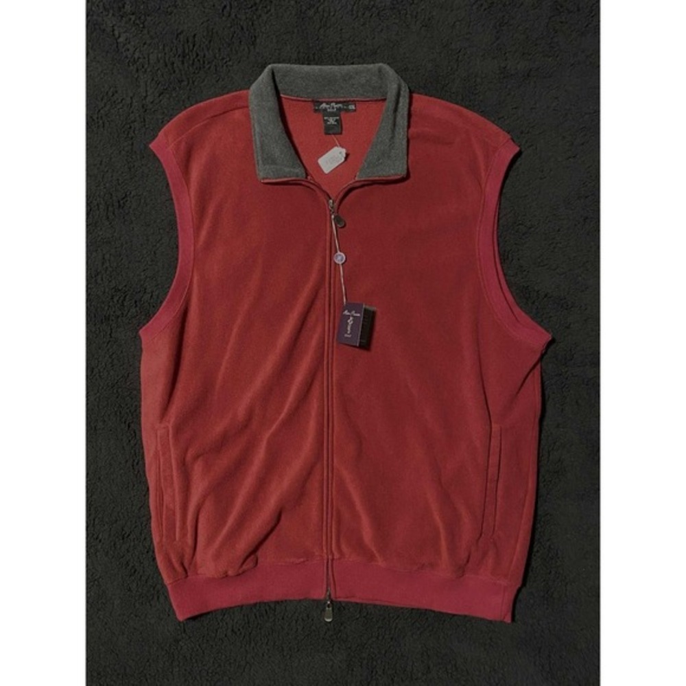 Alan Flusser‎ Golf XXL Vest Full Zip Sleeveless Sweater Menswear Maroon NWT